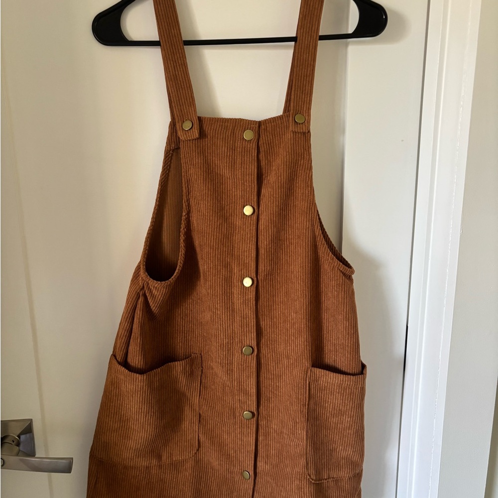 Brown Corduroy Pinafore Dress